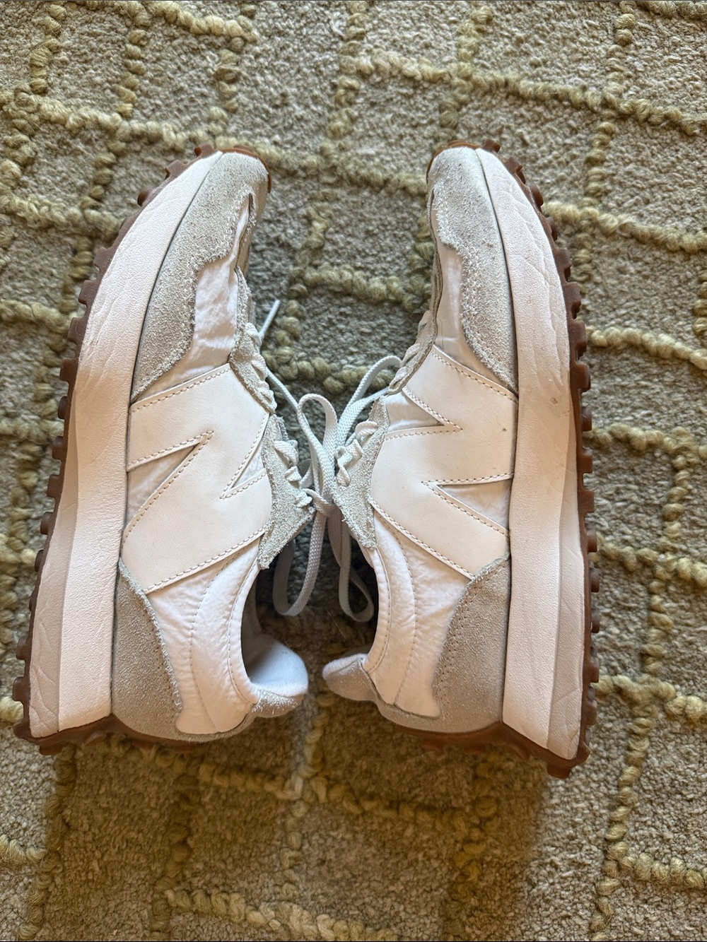 New Balance Women's White and Light Gray Suede & Leather Sneakers - Picture 4 of 5